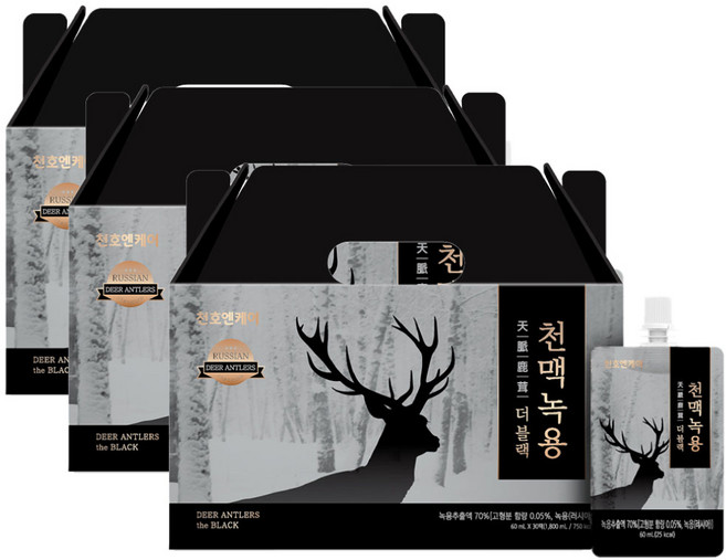 천호식품 녹용 진액 즙 천호엔케어 천맥녹용 60ml x 30포 녹용추천 분골 효능 건강즙, 1.8L, 3개
