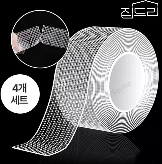클리어겔 자국없는 초강력 실리콘 양면 테이프, 4개입