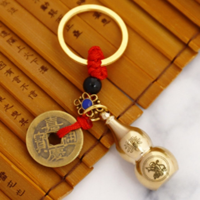 조롱박 엽전 열쇠고리 키링 12간지 각인 재물운