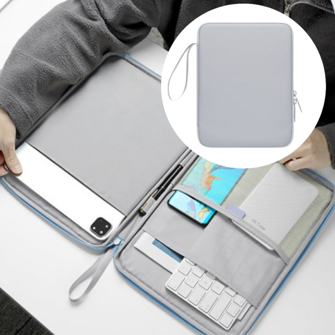 굿디아 푹신푹신한 쿠션감 아이패드 파우치, 1개, 그레이