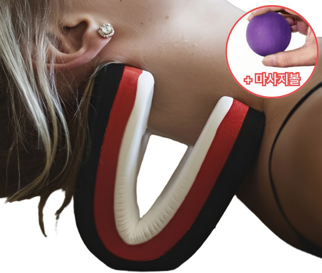 브레온 닥터 스트레처 목 어깨 피로완화 + 마사지볼, 레드라인 블랙