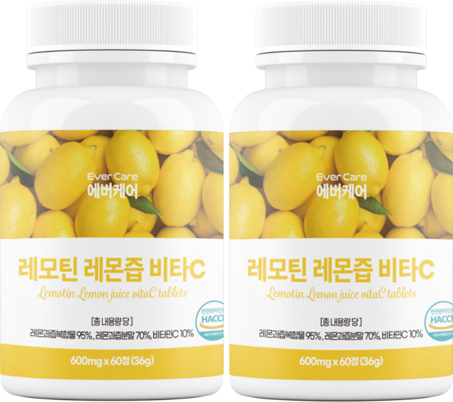 에버케어 레몬즙 비타민C 정 고함량 레몬착즙 알약, 2개, 60정