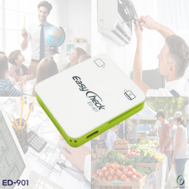 추가비용없는 휴대용 블루투스 무선 카드단말기 ED-901 스마트폰 카드결제기 이지체크(단순기기판매X), 개인사업자(신규), 1개, ed901