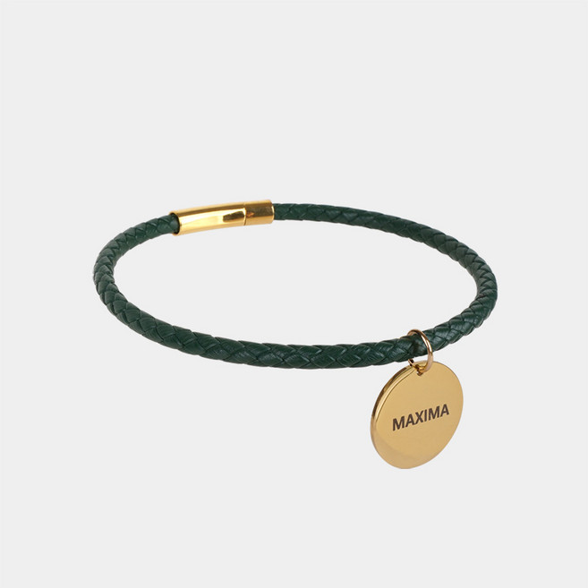 MX PET 가죽 매듭 목걸이 인식표 329X NAVY 네이비 깊은 양면 각인, 1개, 버튼라운드바-골드