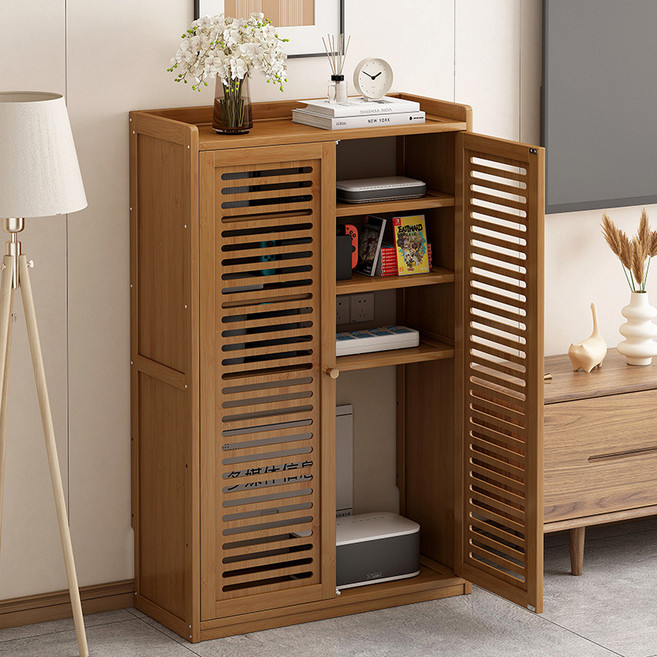 멀티 와이파이 공유기 셋톱박스 수납장 WiFi 공유기 정리함 거실 스탠드 수납장, 1개, 브라운 대형