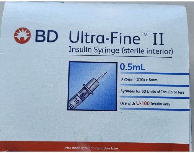 BD울트라파인2 0.5ml insulin 주사기 (31G)*8mm (100개입) 1박스