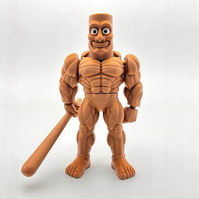 이탈리안 브레인롯 모든 퉁 합성 캐릭터 합체 피규어, 소형 근육목 13cm 연밤색, 1개, 기본 색상