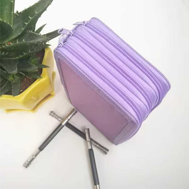색연필 케이스 문구 보관 필통 지퍼 펜홀더 드로잉, 1개, 보라 3단 52홀