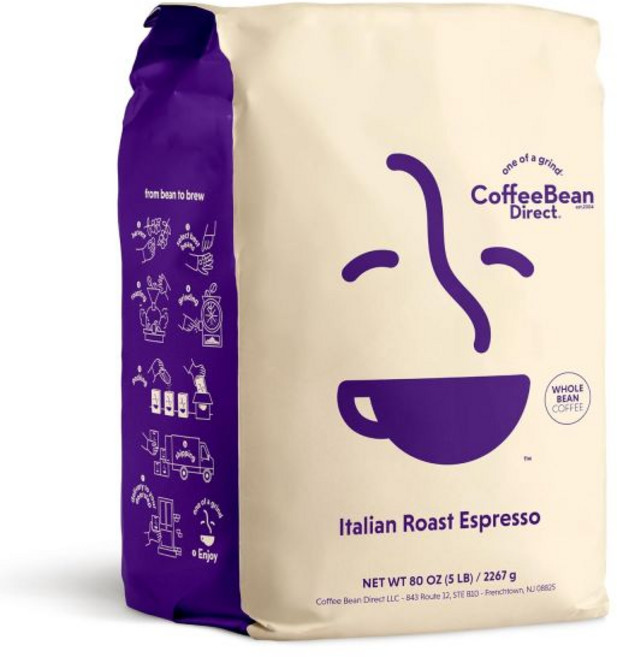 커피빈 다이렉트 이탈리안 로스트 에스프레소 원두커피 다크 로스트 5파운드 백 (1개 묶음), 프렌치 로스트, 2.267kg, 1개, 홀빈