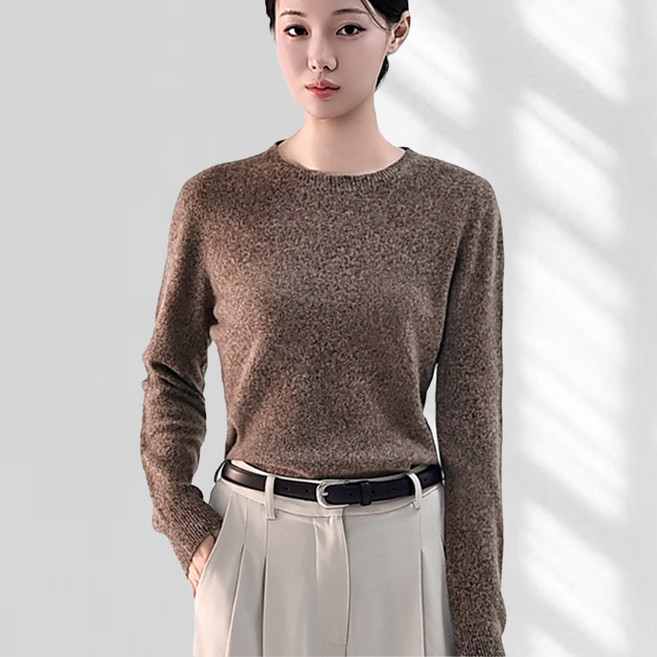 클레이스 울100% 헤더 라운드넥 니트스웨터