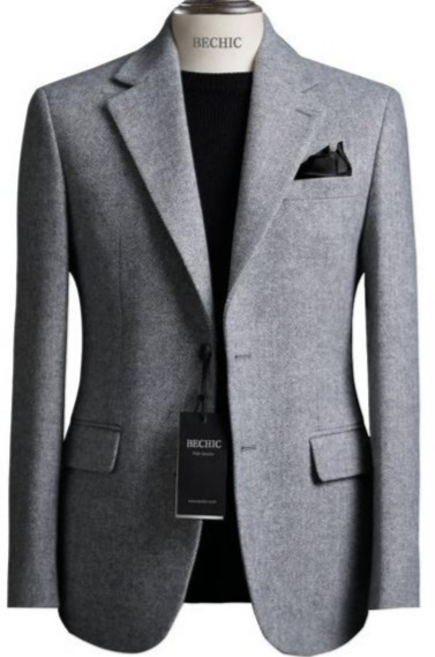 비시크 메일즈 헤링본 울 블레이저