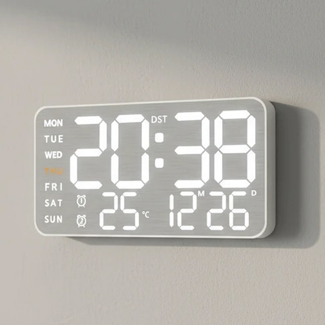 바이블리스 저소음 디지털 벽시계, 화이트