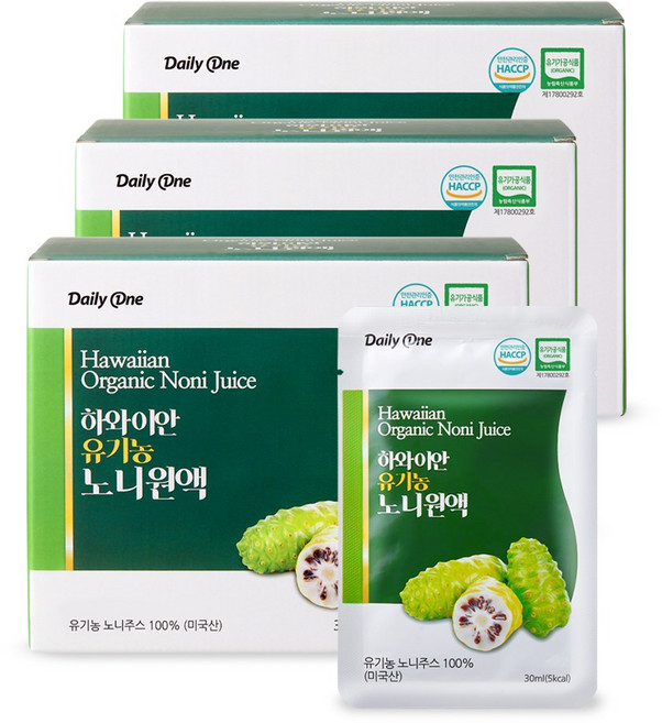 데일리원 하와이안 유기농 노니 원액 건강음료, 3박스, 30ml