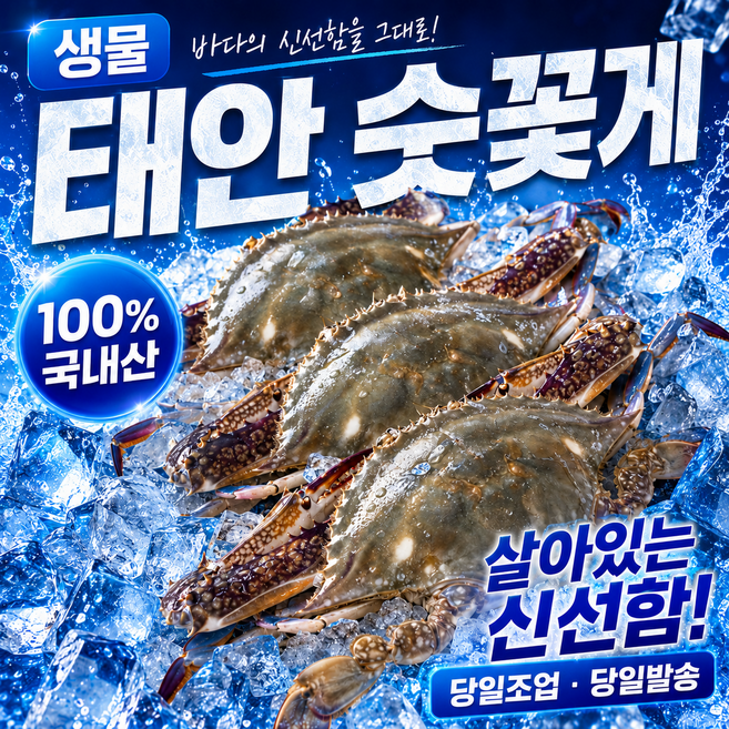 6위 - 국내산 제철 태안 가을 활 숫꽃게 산지직송, 1개, 국내산 태안 숫꽃게 1kg (3-5미)