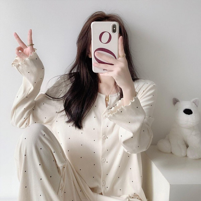 코지데일리 여성 잠옷 상하의 세트 홈웨어 로브 가디건 파자마 긴팔 소프트 감촉 베이직