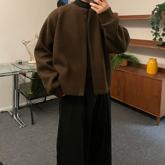 르위 캐시미어 울 크롭 라운드 가디건