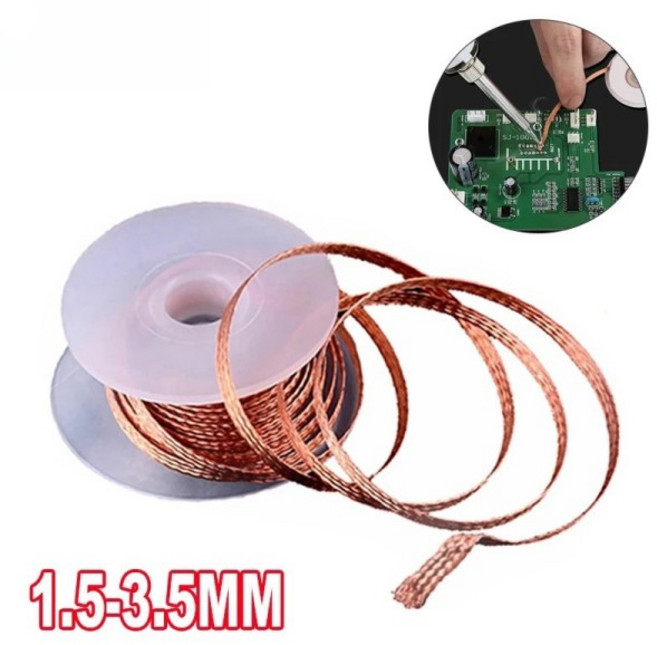 1.5-3.0mm 디 솔더링 메쉬 브레이드 테이프 구리 용접 포인트 솔더 리무버 와이어 납땜 심지 솔더링 용 주, 1개