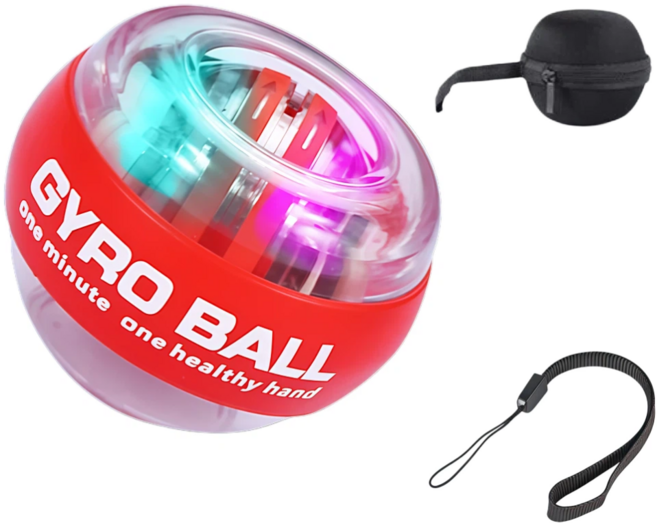 라온샵 자이로볼 무소음 파워볼 손목운동기구 전완근, 1개, 오색등레드