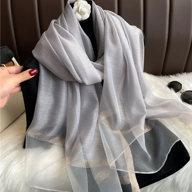 울실크 오간디 스카프 빅사이즈 여성 실크 머플러 고급 럭셔리 아이템