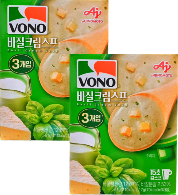보노보노 컵스프 바질크림스프, 51g, 2개