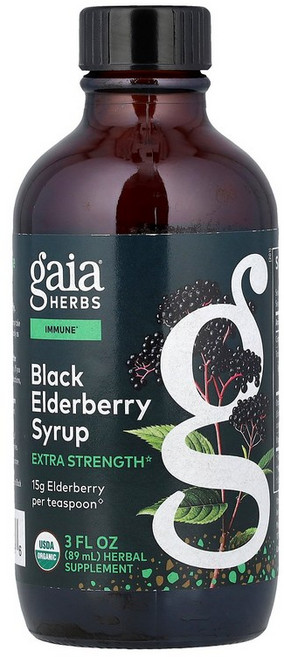 Gaia Herbs 블랙 엘더베리 시럽 89ml(3fl oz) Herbs (가이아 허브), 88.721 ml, 1개, 89ml
