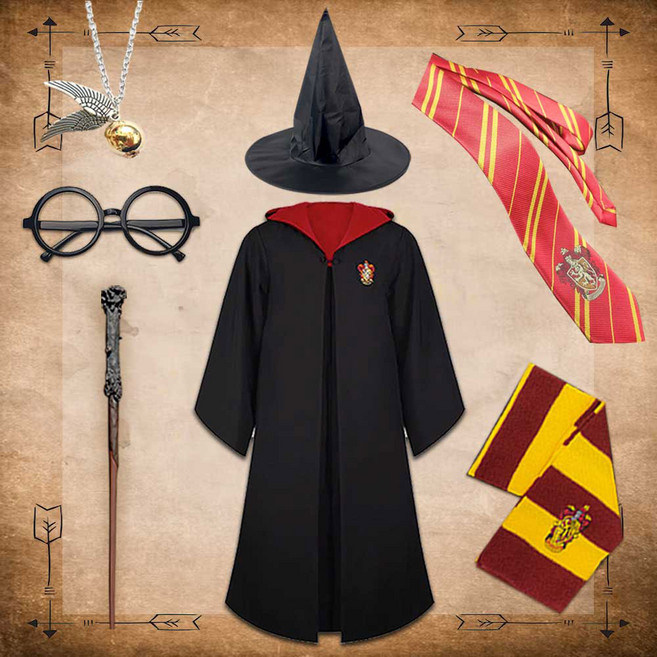 해리포터 마법사 망토 7종세트 성인 어린이 키즈 의상 헤르미온느 지팡이 교복 옷 코스튬 코스프레 반티 [고급지팡이]