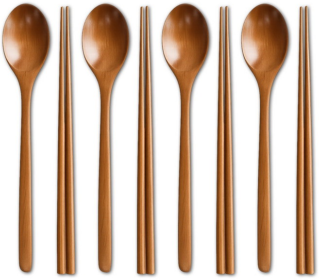 스마트에어 나무 옻칠 수저, 브라운, 단품, 4세트