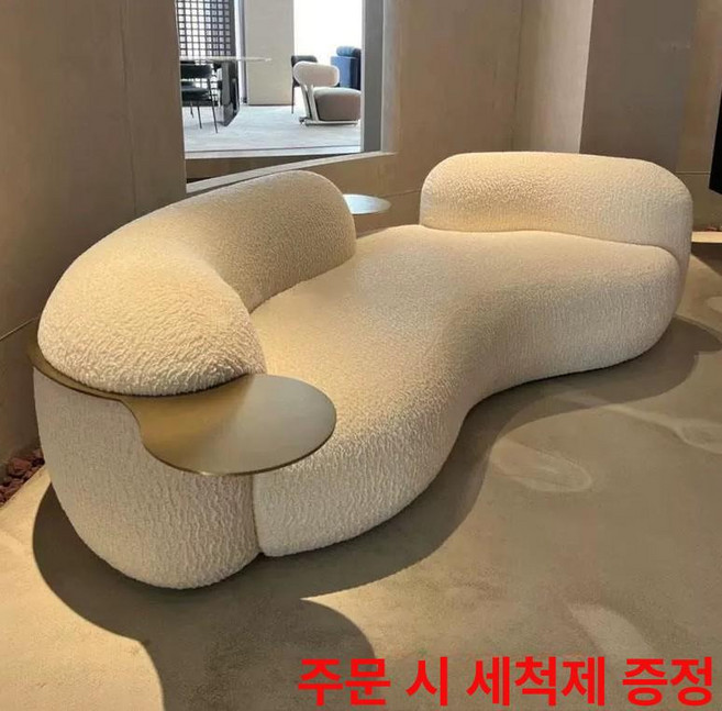 구름쇼파 조약돌쇼파 1인용 작은쇼파 미니 인소파 라운지 코너 라운드 양털 조약돌소파, 3인용 5성급 라텍스 210 폭 90 높이 75, 1x1x1cm, 베이지화이트셰퍼드