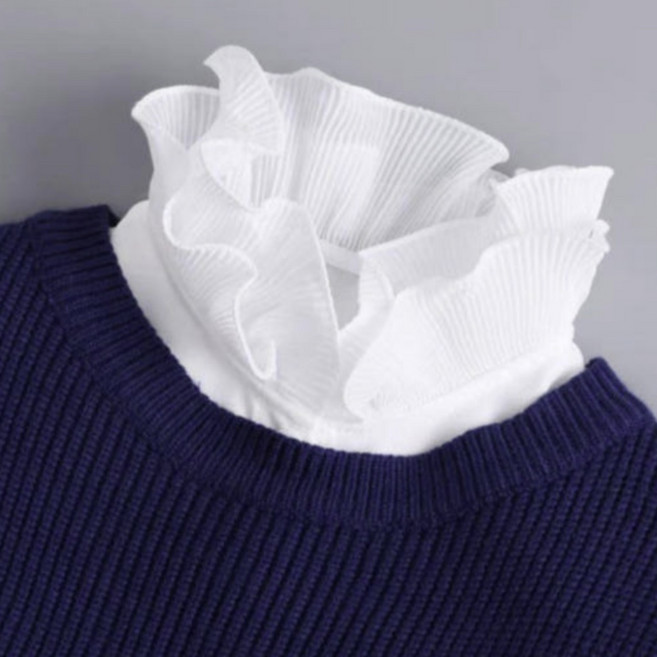 루비앤 러블리 고급 와이드 프릴 넥 케이프 페이크카라 목블라우스 레이어드 목카라 넥케이프