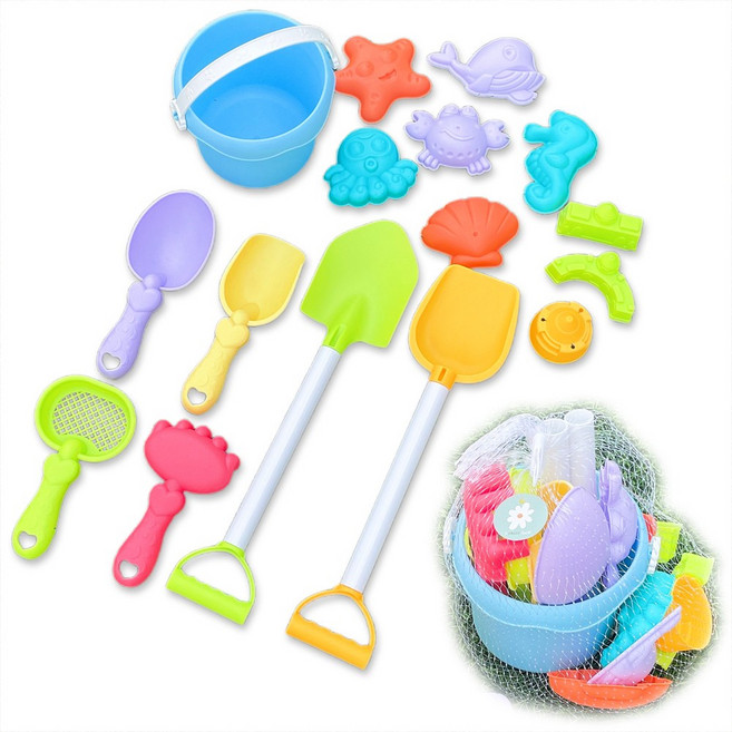 [KC인증] 어린이 유아 모래놀이 도구 장난감 세트, 1세트, 150g, 혼합색상 16종