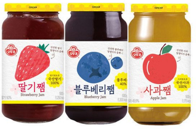 오뚜기 쨈 딸기쨈 블루베리쨈 사과쨈 500g 2+2 골라담기, 제주한라봉마말레이드 300g 2개, 사과쨈 500g 2개