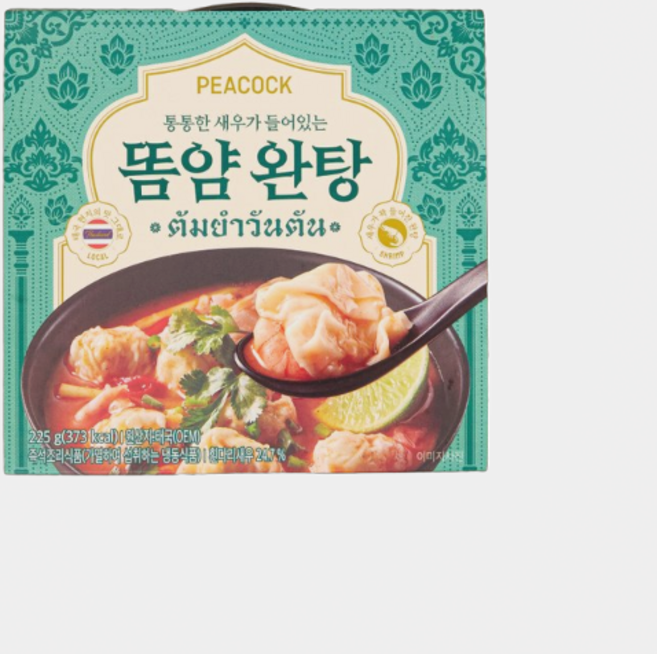 (매장정품) 피코크 똠얌 완탕 225g 2개 235525, (매장정품) 피코크 똠얌 완탕 225g 2개 23552