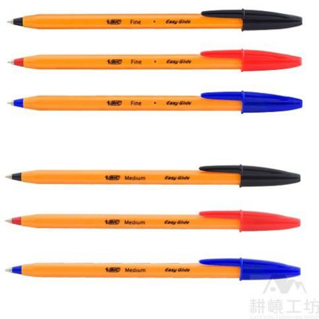 Bic Easy Glide 經典 六角橘桿 原子筆 0.7mm / 1.0mm, 1個, 紅色, 0.7mm