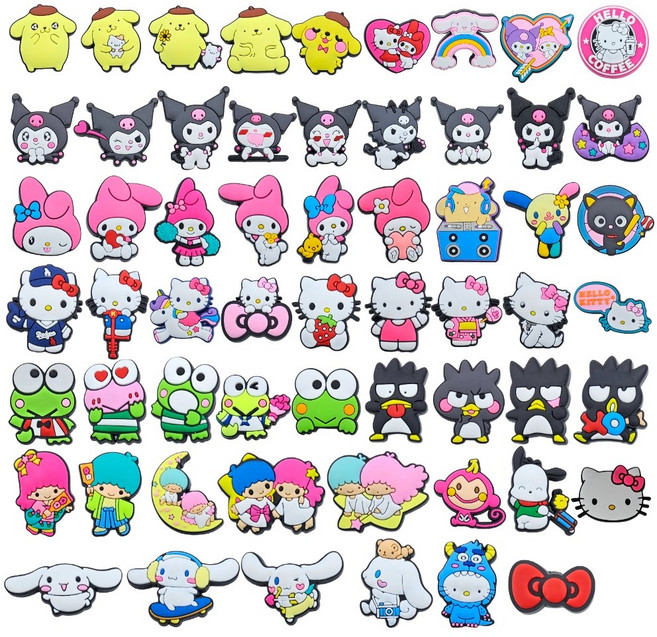 산리오 쿠로미 마이멜로디 헬로키티 시나모롤 폼폼푸린 포차코 장식 파츠 악세사리 실내화 신발꾸미기 데코덴