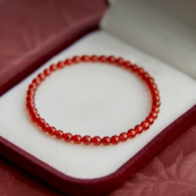 예즌Trongau 4mm 자마노 팔찌 빨간색 비즈팔찌 소원 행운옥팔찌 예쁜 슬림팔찌GSL0288