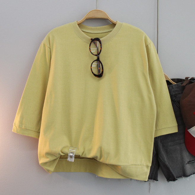 달콩 여성 루아라운드5부맨투맨 반팔티 여름맨투맨