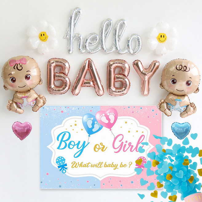 이벤트홀릭 젠더리빌 컨페티 폭죽 세트 성별공개 베이비샤워 파티용품, 05.[풀세트]블루, 1개, 블루(남)