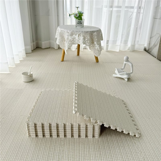 반전 사계절 면마 조립식 퍼즐 매트 단열 냉기 차단 러그 매트 커팅 물세탁 가능 러그 매트 DIY 셀프시공 퍼즐 매트 10mm, 20개, 베이지색