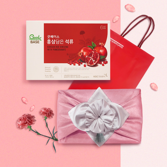 정관장 굿베이스 홍삼담은 석류 파우치 30포 부모님 명절 보자기 선물 포장 쇼핑백 증정, 30개, 50ml