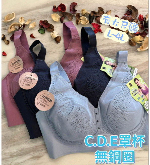A&J #5708 CDE罩杯 無鋼圈 後扣內衣 加大尺碼 台灣監製