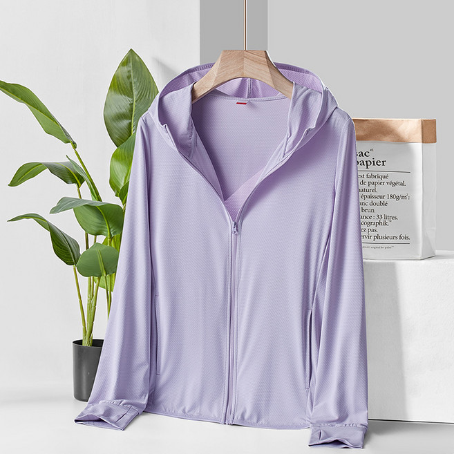 민트스쿨 남여공용 자외선차단 드라이쿨 후드집업 자켓, 퍼플