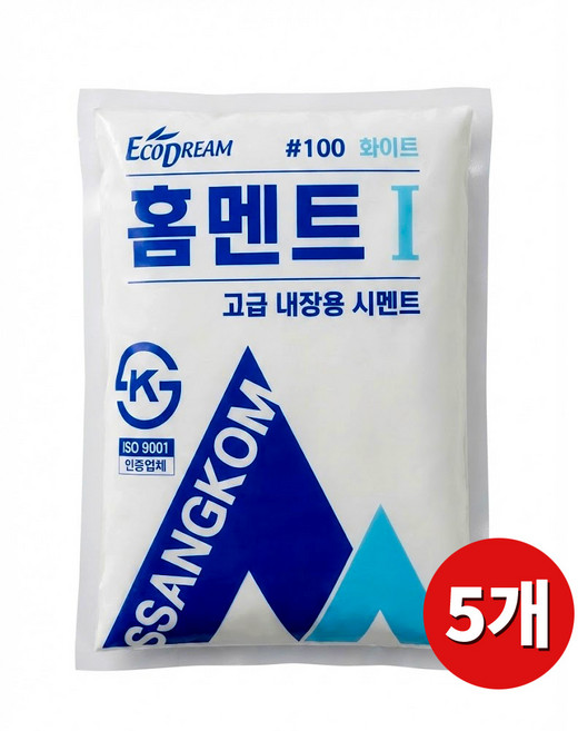 쌍곰 홈멘트 타일줄눈시멘트 백색 2KG, 5개