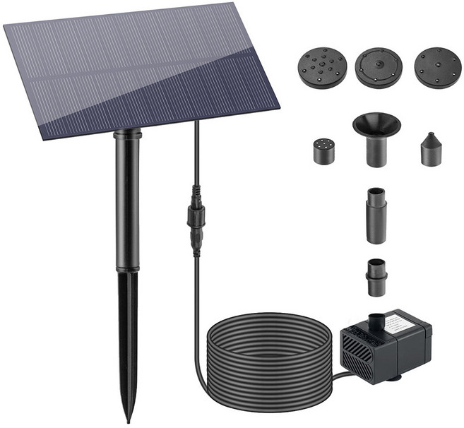 5W 태양 분수 펌프 야외 Decors 마당 정원 조류 목욕 물고기 탱크에 대 한 노즐과 패널, 01 빠른, 01 Pump Set A