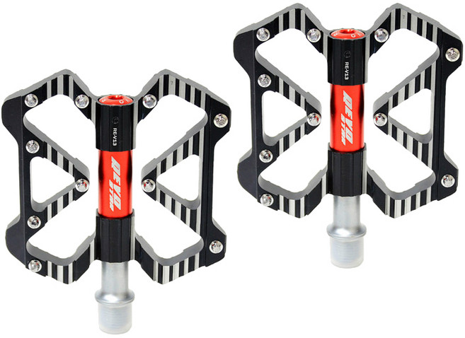 레보 CNC 평페달 V13/Revo MTB 자전거 페달/CNC 가공/100x96x15mm 367g/블랙레드/3베어링/자전거 부품 용품, 1개