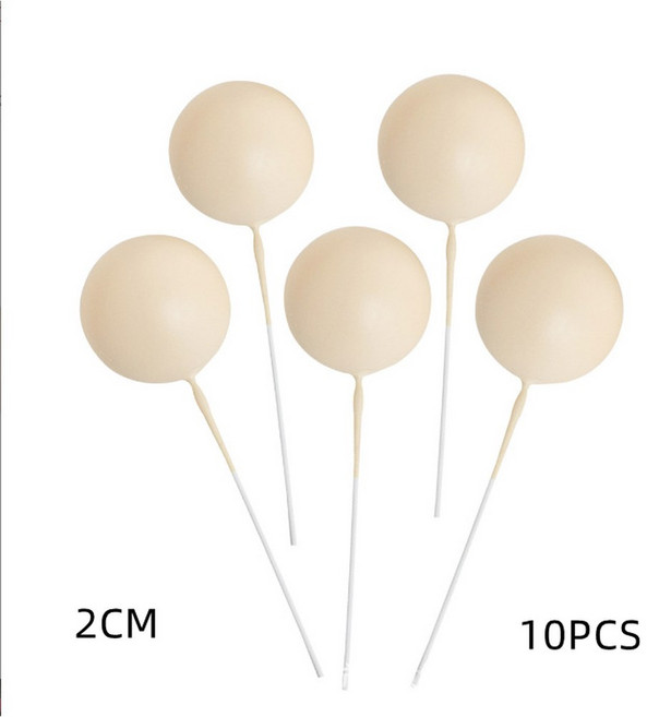 10개 컬러 볼 생일 케이크 토퍼 3CM 무광 크리스마스 파티 선물 웨딩 디저트 장식, Khaki color