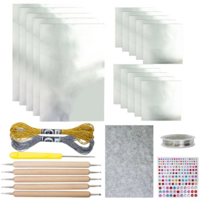 YSSHOP DIY 공예용 호일 시트 키트 은박 플래싱 조각 엠보싱 공예 미술 페인팅 금속 공예 0.07mm 두께 선물용, 멀티, 박, 은빛