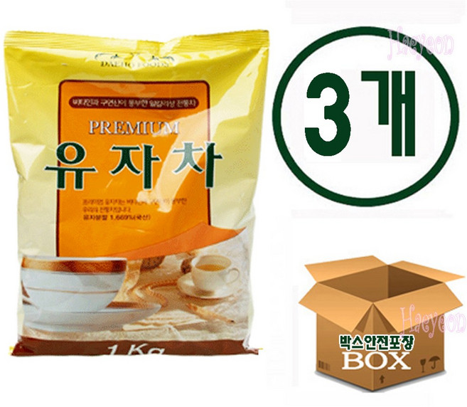 대호 유자차 1kg X 3개 자판기 유자분말 에이드, 1개입