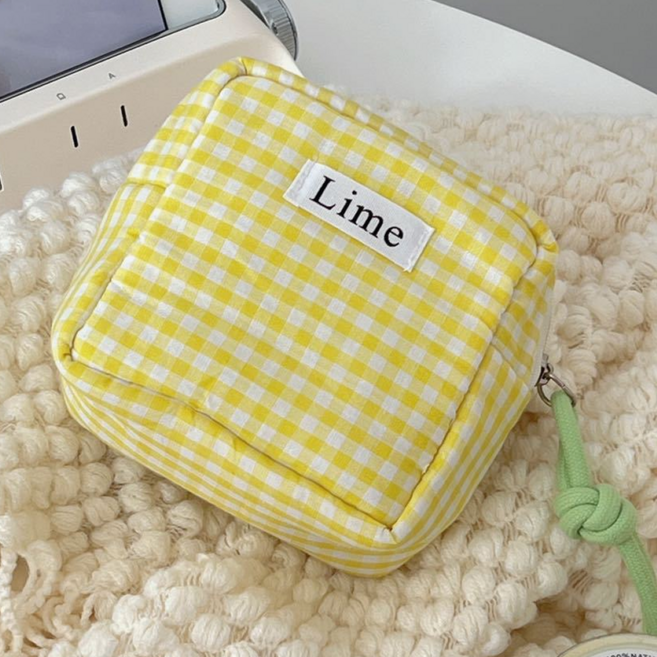 몽실멜로우 피크닉 체크 큐브 파우치