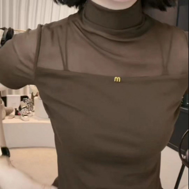 여성 반목 폴라 반팔 티셔츠 봄 여름 패션 코디 이너 반팔티 캐주얼 슬림핏 반폴라티 WMY