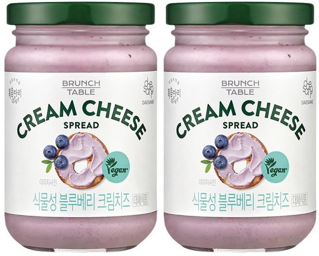 복음자리 식물성 블루베리 크림치즈, 190g, 2개